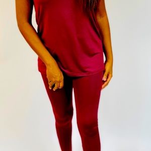 2 piece lounge set-Burgundy